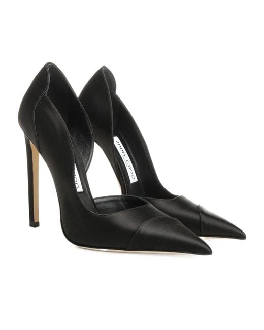 Jimmy Choo Black Brigitte 120 Satin Pumps