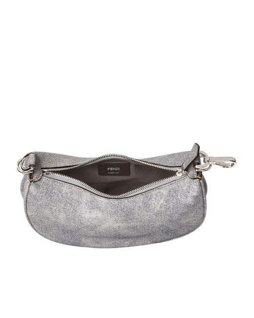 Fendi Gray Washed Denim-Effect Leather Mini-Bag