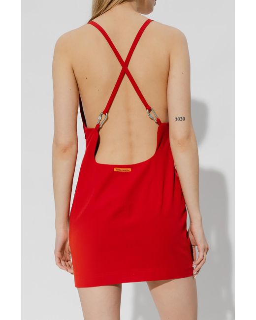 Heron Preston Red Crossover Strap Dress