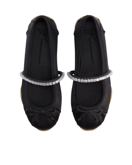Giuseppe Zanotti Black Gz Top Strass Ballet Flats