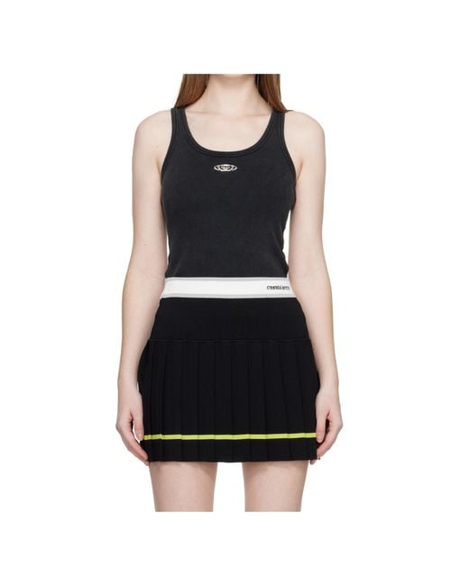 Casablanca Black Logo Plaque Ribbed Tank Top