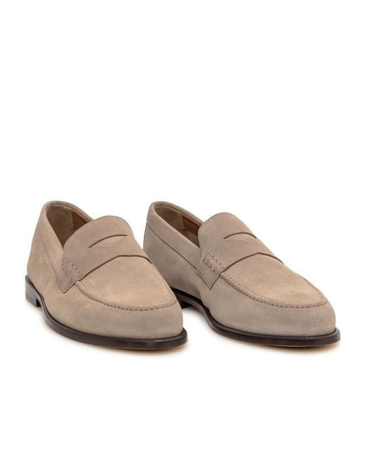 Doucal's Gray Almond Toe Loafers for men