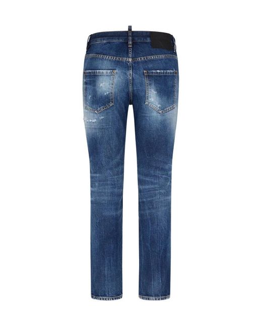 DSquared² Blue Distressed Cropped Jeans