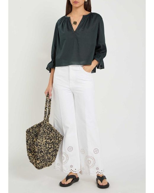 FRAME Green V-Neck Cotton Shirt