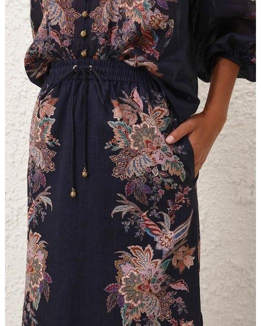 Zimmermann Blue Rhiannon Scallop Midi Skirt