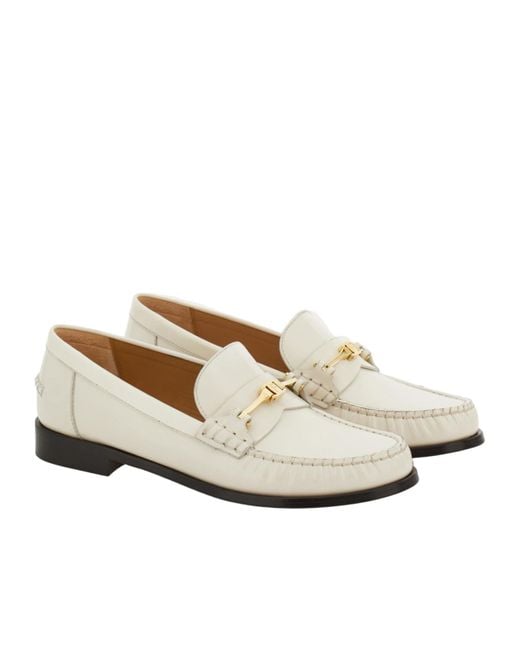 Ferragamo White Ferragamo New Vara Almond-Toe Loafers