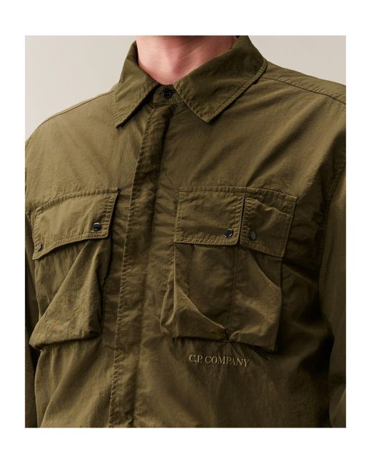 C P Company Green Flap-Pocket Shirt Jacket for men