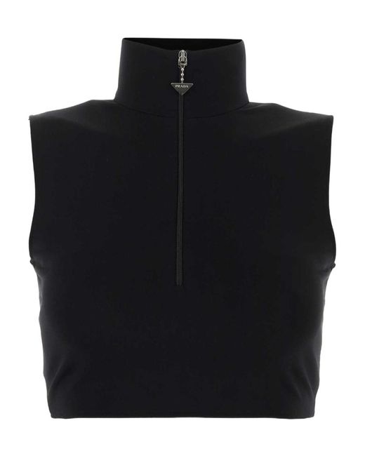Prada Black Sleeveless Zipper Vest