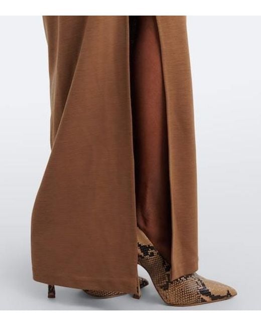 Magda Butrym Brown Floral-Appliqué Wool-Blend Gown