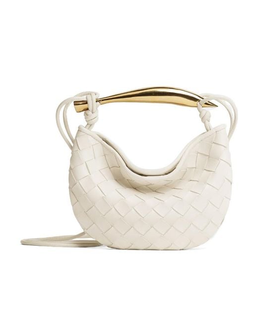 Bottega Veneta White Intrecciato Mini Sardine Bag