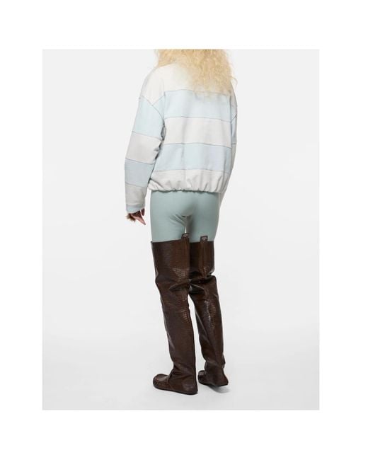Acne White Striped Polo Sweatshirt