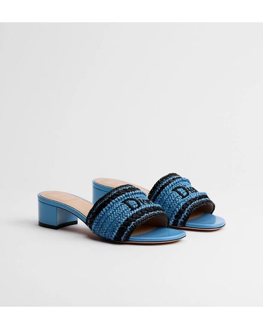 Dior Blue Woven Heeled Slide