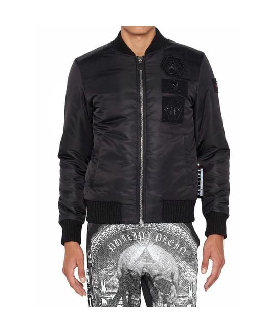 Philipp Plein Black Logo Casual Jacket for men