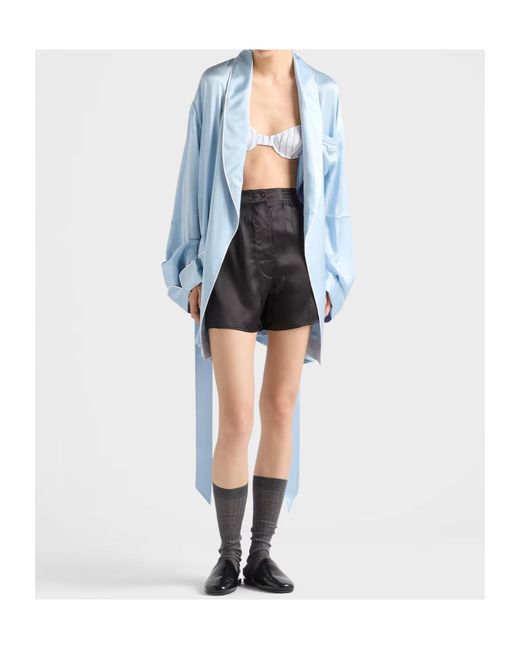 Prada Black Vintage-Look Satin Shorts