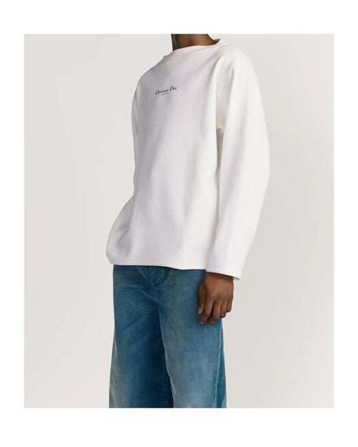 Dior White Homme Long-Sleeved Ribbed Jumper for men
