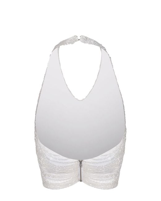 GIUSEPPE DI MORABITO White Rhinestone Fringe Top