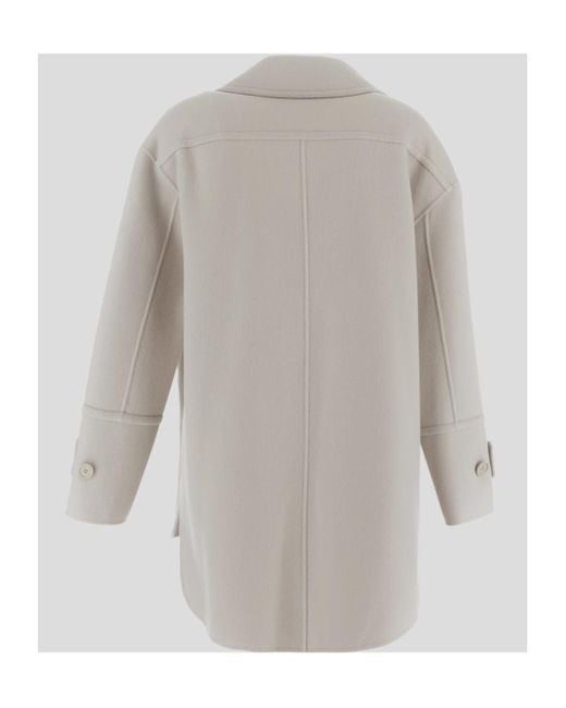 Max Mara Gray 'S Double-Breasted Long-Sleeved Coat