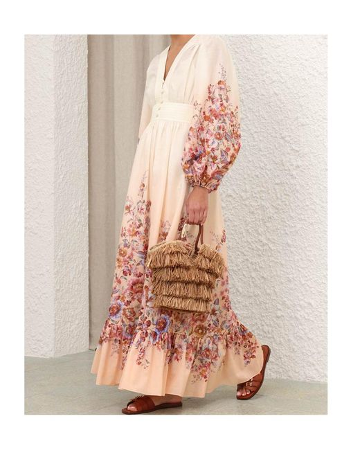 Zimmermann Pink Awaken Plunge Maxi Dress