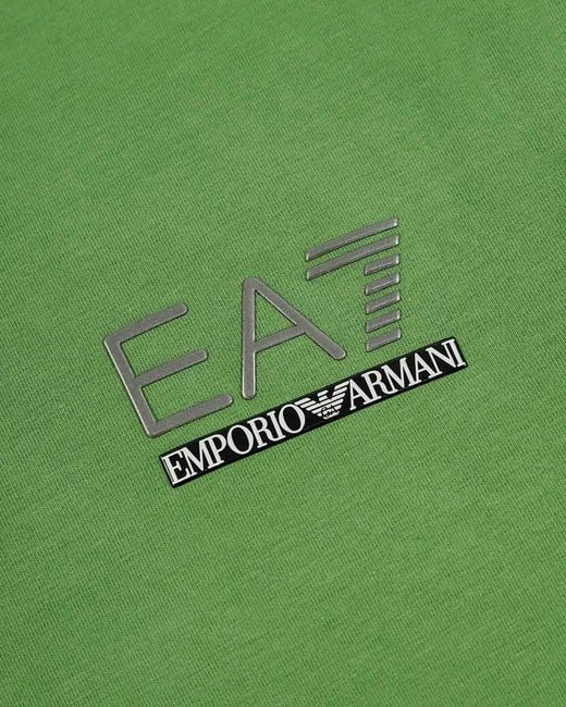 EA7 Green Logo Round Neck T-Shirt for men