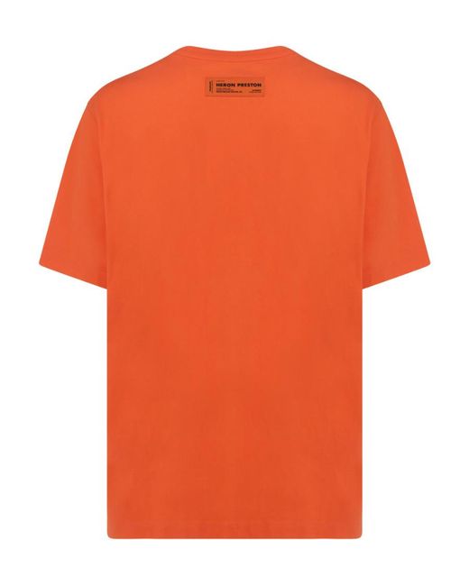 Heron Preston Orange Logo Printed Crewneck T-Shirt for men