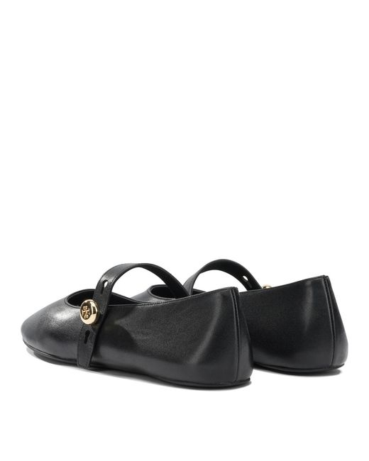 Tory Burch Black Logo-Strap Ballet Flats