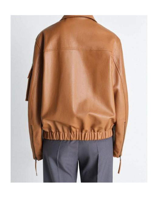 Lemaire Brown Multipocket Leather Jacket for men