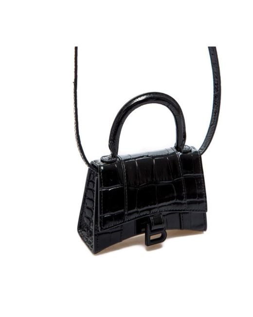Balenciaga Black Mini Hourglass Tote Bag