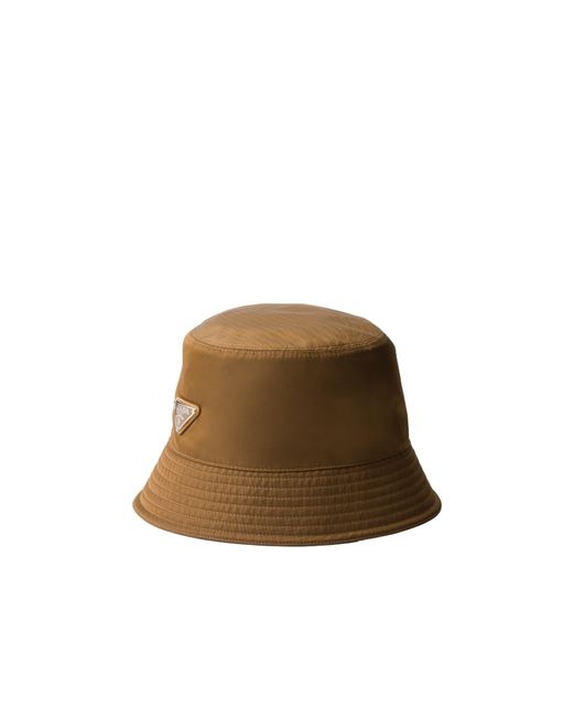 Prada Brown Re-Nylon Triangle-Logo Bucket Hat for men