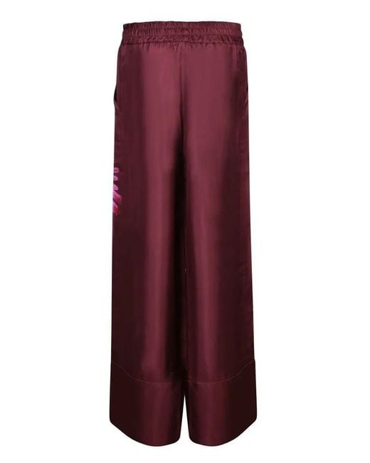 Pierre Louis Mascia Purple Floral Wide-Leg Pants