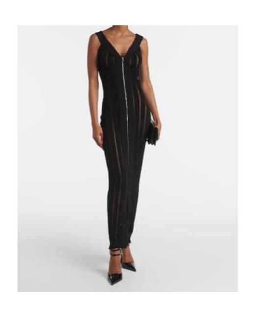 Nensi Dojaka Black Ribbed-Knit Maxi Dress
