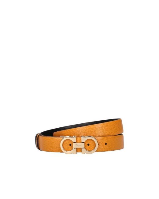 Ferragamo Orange Double-Sided Adjustable Gancini Belt