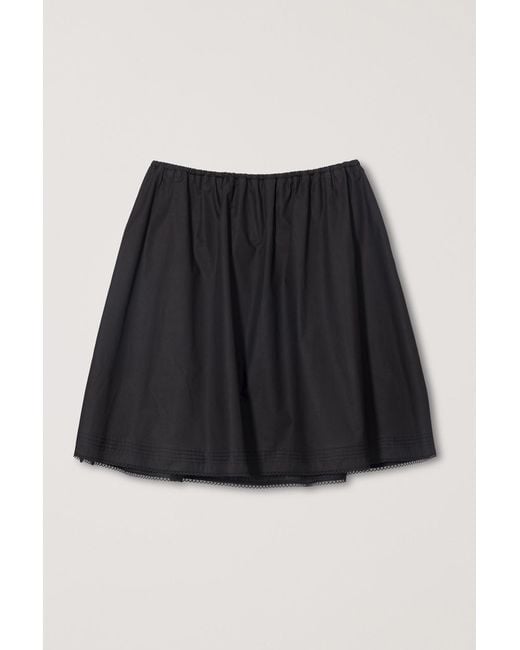 DUNST Black Lace-Trimmed Drawstring Midi Skirt