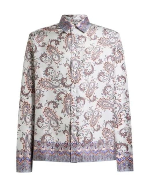 Etro Multicolor Paisley Border Print Shirt for men