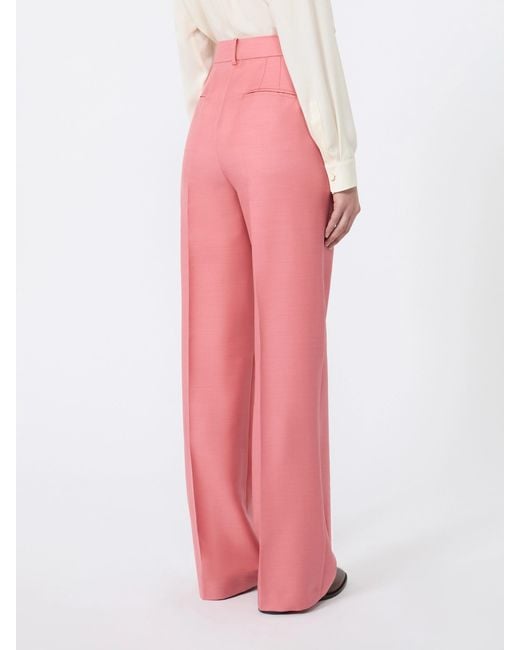 Max Mara Pink Trousers Made Of Wool, Mohair And Silk Blend