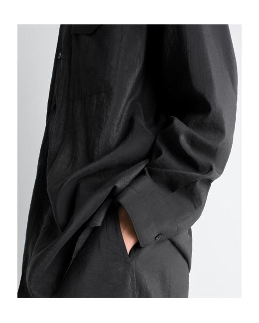 Lemaire Black Convertible Collar Shirt for men