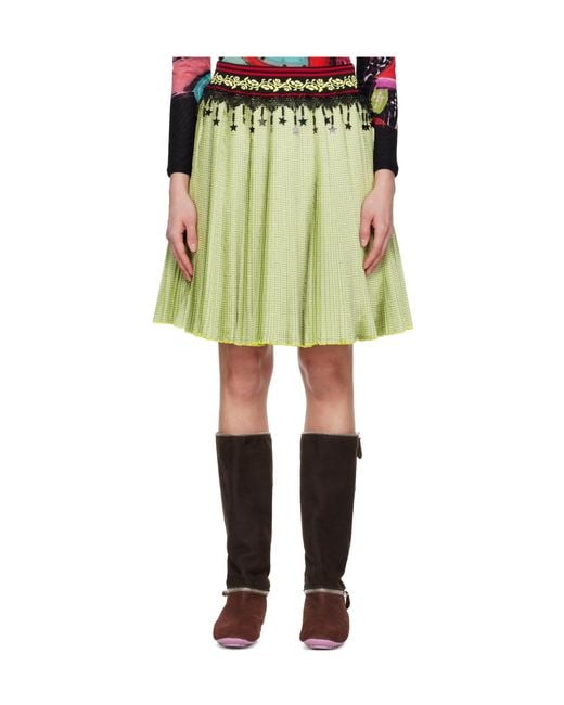 Chopova Lowena Green Stacey Pleated Midi Skirt