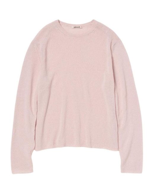 Auralee Pink Crew Neck Sweater for men