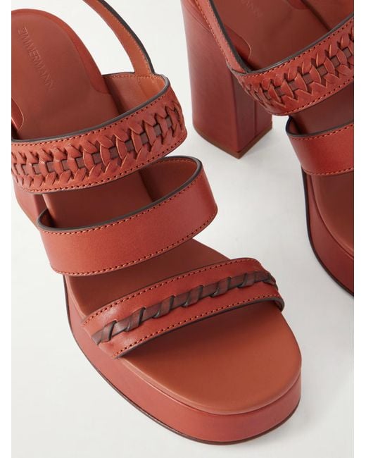 Zimmermann Red Alchemy Leather Platform Sandals