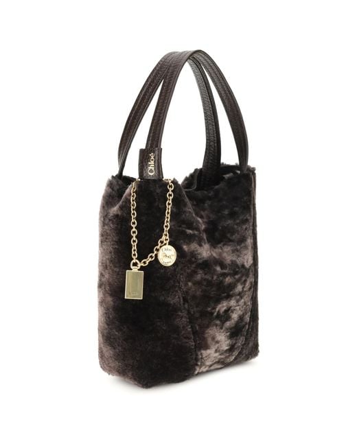 Chloé Black Chloé Shearling Spin Tote Bag