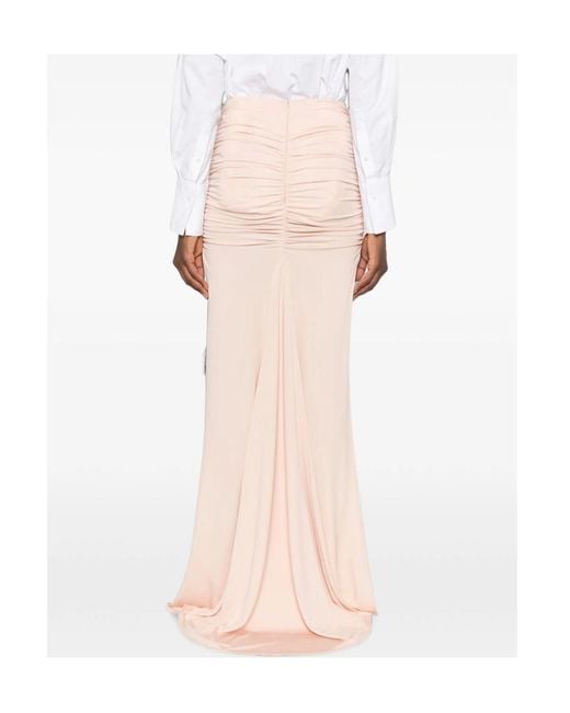 Elisabetta Franchi Pink Ruched Logo-Plaque Asymmetric Skirt