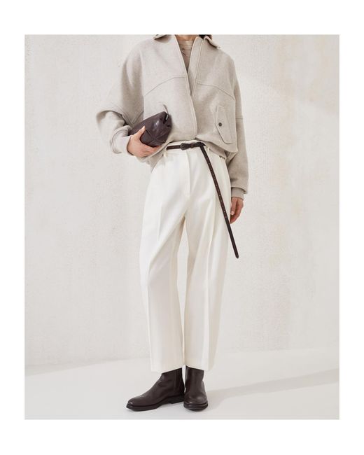 Brunello Cucinelli Gray Zip-Up Bomber Jacket