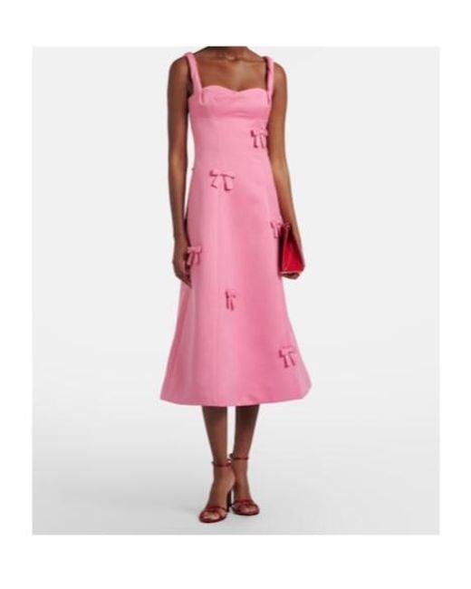 Leo Pink Beatrice Bow-Detail Midi Dress