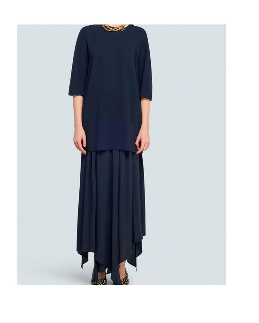 Semicouture Blue Short-Sleeved Panelled Dress