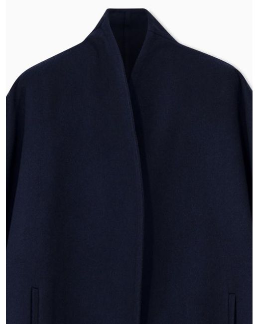 Giorgio Armani Blue Curved Hem Open Front Cape