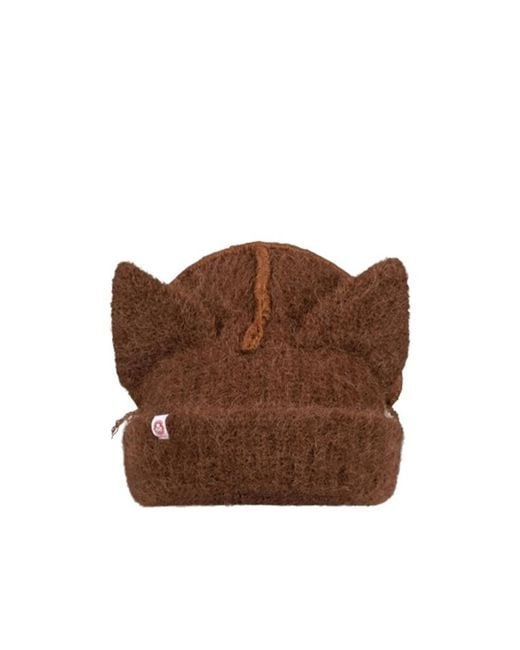 charlesjeffreyloverboy Brown Cat-Ear Beanie for men