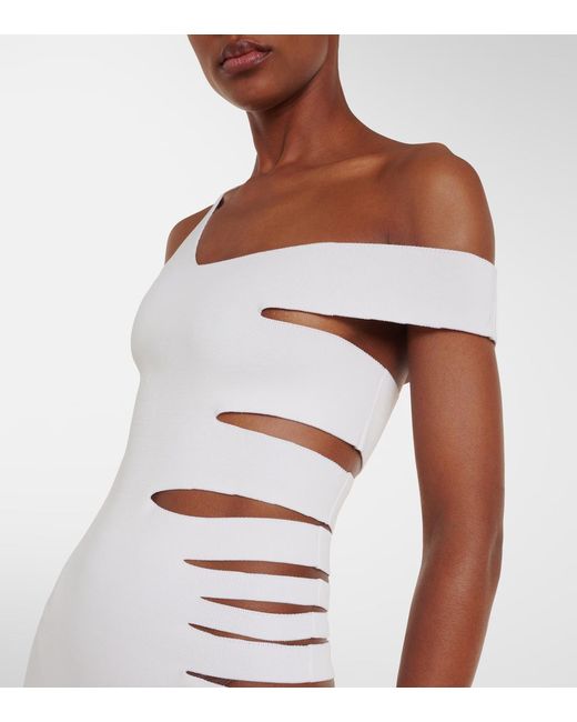 Mugler White One-Shoulder Cutout Dress