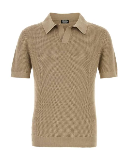 Zegna Brown Knit Short-Sleeve T-Shirt for men