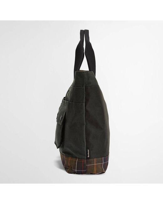 Barbour Black Field Waxed Tote Bag for men
