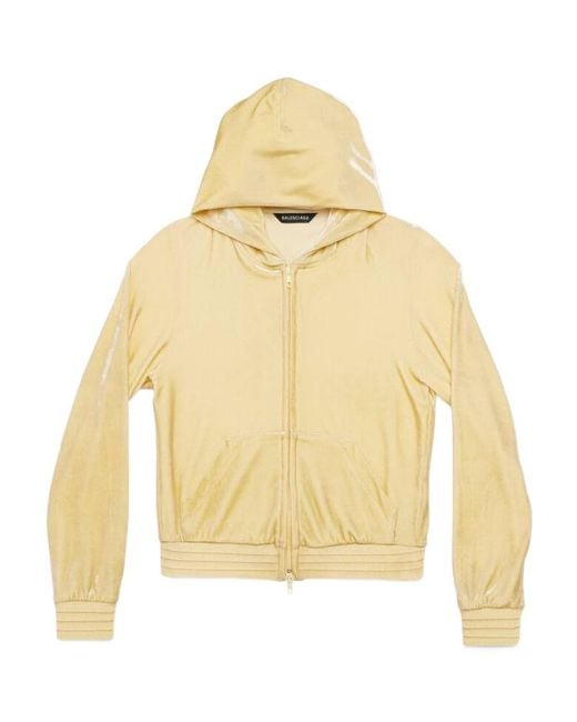 Balenciaga Yellow Bb Paris Strass Zip-Up Hoodie