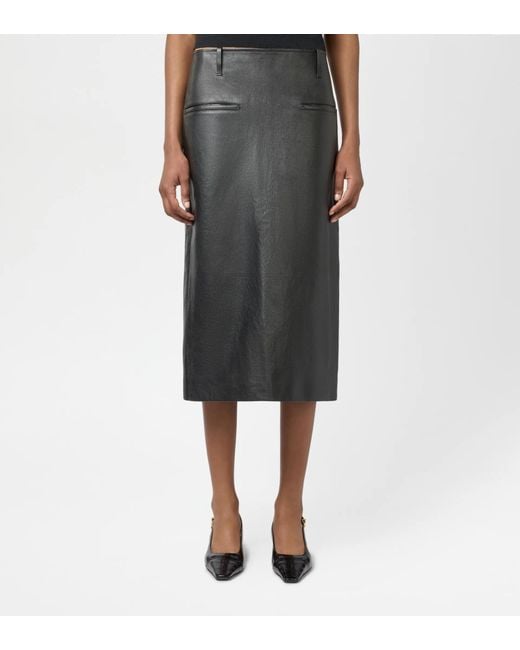 Tod's Black Midi Leather Skirt